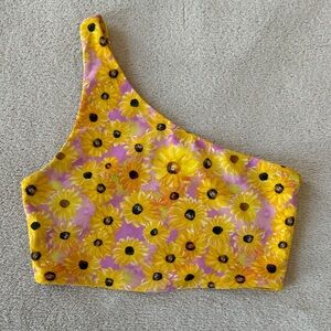 Asymmetrical Sunflower Bikini Top